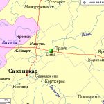Map of the surroundings of the city of Yemva from NaKarte.RU