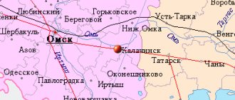 Map of the surrounding area of ​​the city of Kalachinsk from NaKarte.RU