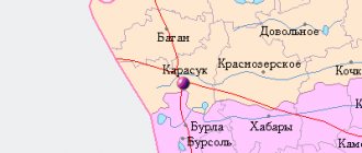 Map of the surroundings of the city of Karasuk from NaKarte.RU
