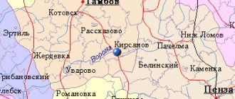 Карта окрестностей города Кирсанов от НаКарте.RU