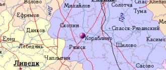 Карта окрестностей города Кораблино от НаКарте.RU