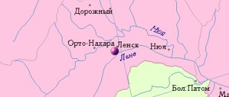 Map of the surroundings of the city of Lensk from NaKarte.RU