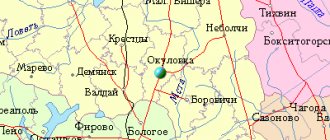 Map of the surroundings of the city of Okulovka from NaKarte.RU