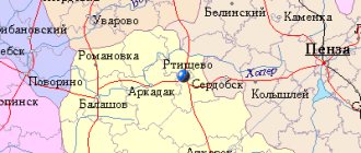 Map of the surroundings of the city of Rtishchevo from NaKarte.RU