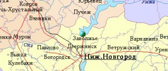 Map of the surroundings of the city of Zavolzhye from NaKarte.RU