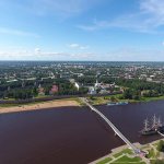 Panorama of Veliky Novgorod. Volkhov River 